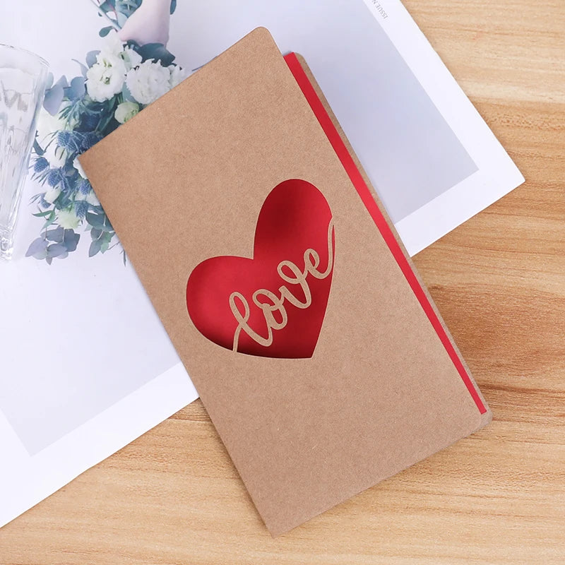Valentines Day Mothers Day Greeting Card with Envelope Hollow Heart Flowers Gift Card Birthday Party Supplies Wedding Invitation