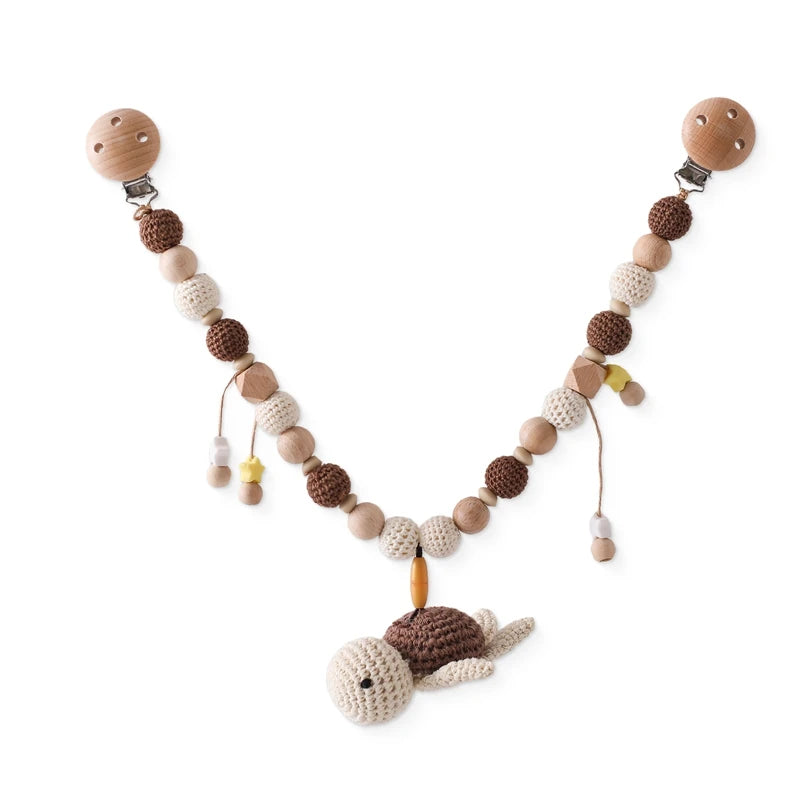 Baby Rattle Toys 0-12 Months Newborn Crochet Rattle Stroller Mobile Toys Wooden Clips Pendant Toys for Newborn Baby Animal Toys