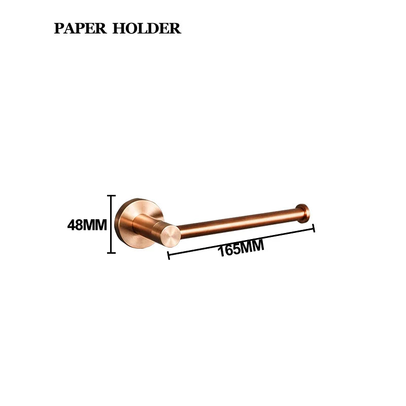Brushed Rose Gold Towel Rack Single And Double Rod Ring Paper Holder Robe Hook Soap Dispenser Toilet Brush Bathroom Accessories