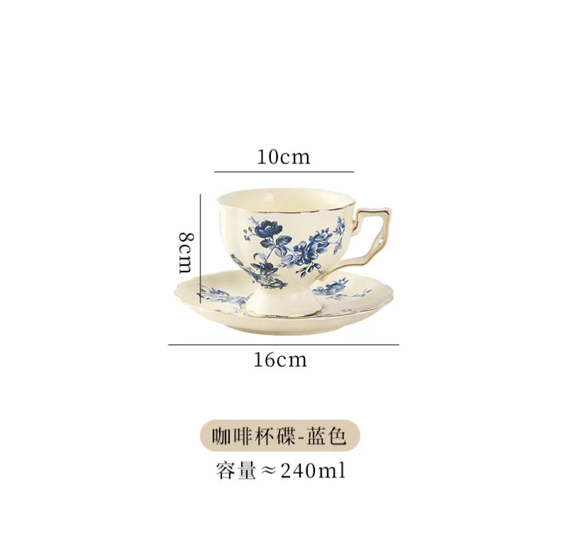 European Retro Coffee Cup & Saucer Set
