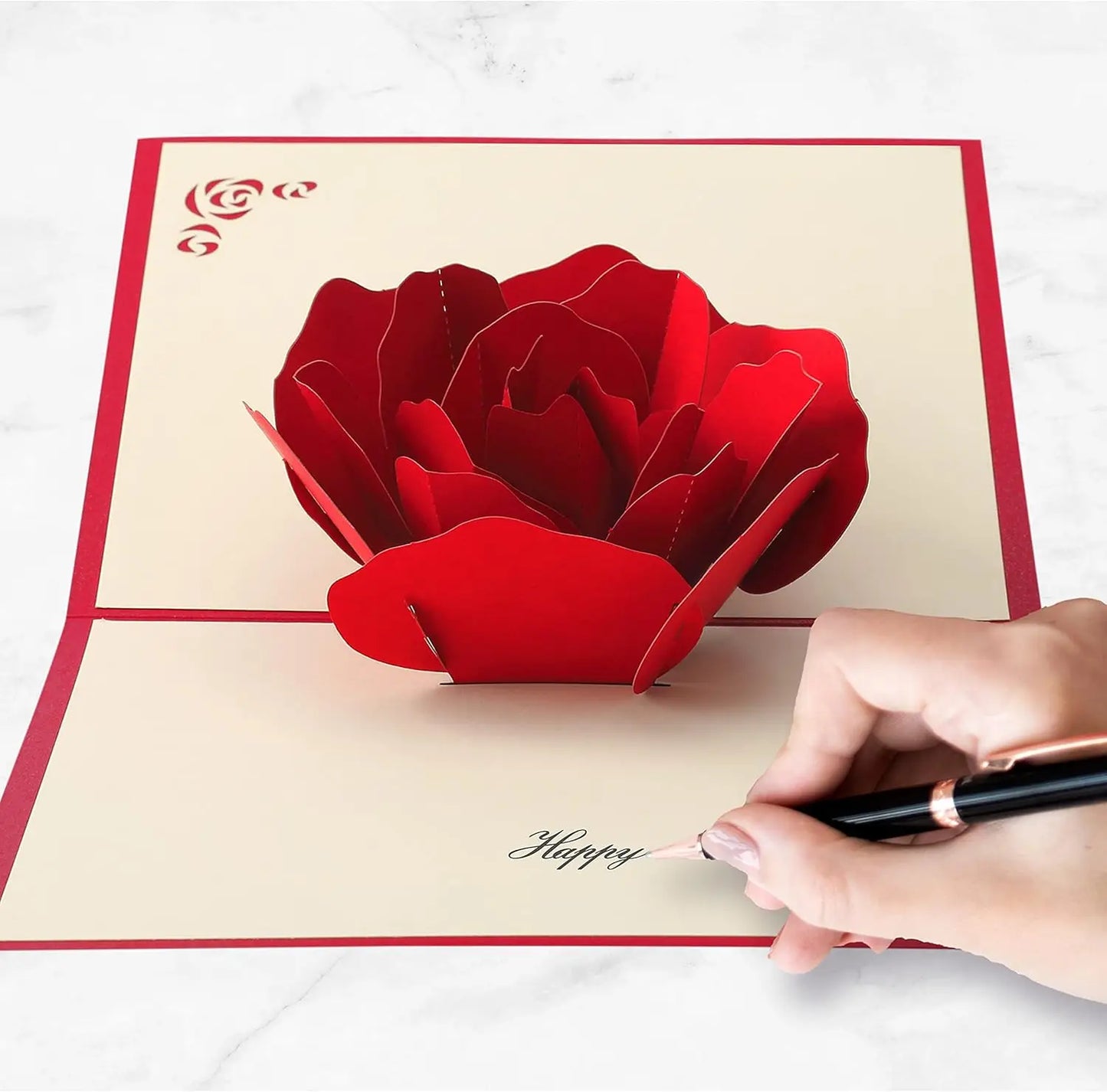 3D Rose Pop Up Card, Valentines day card, Mothers day Birthday card, anniversaries Weddings Flower Greeting Card With Envelope