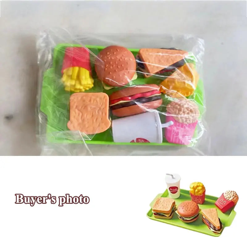 Kids Mini Kitchen Toy Pretends Play Simulated Food Hamburger Cookie Miniature Accessories for Children Girl Educational Gift