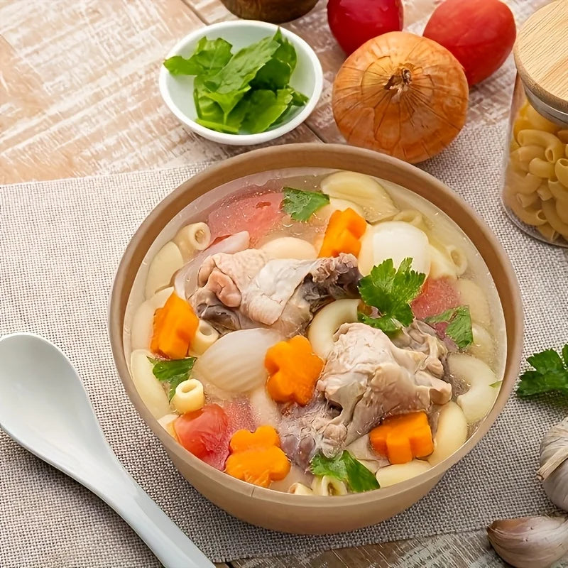 15/30PCS Kraft Paper Bowls Disposable Bowls with Lid Salad Vegetable Soup Kitchen Restaurant Party Snack Storage Supplies