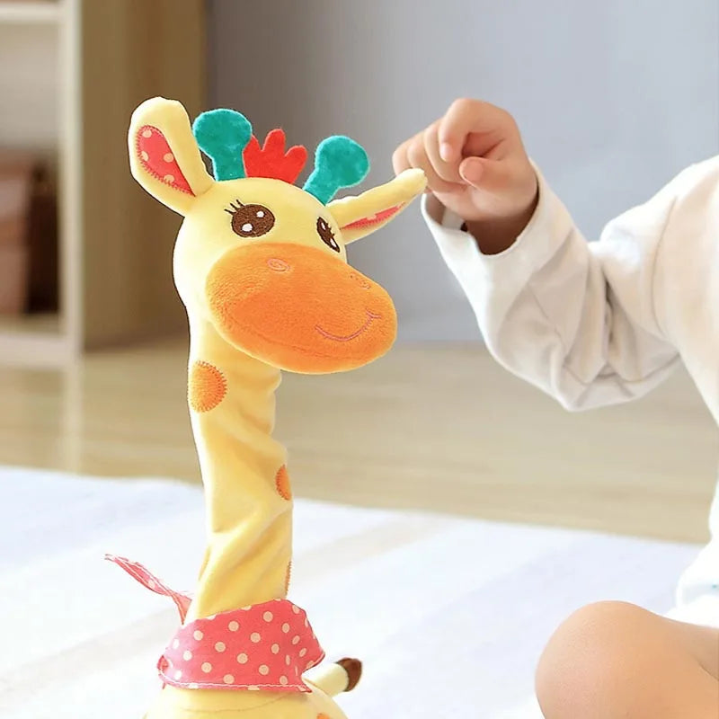 Cute Dancing Talking Giraffe Toy Repeating What You Say with 10 Songs Adjustable Volume Swaying Dancing Giraffe Musical Glowing