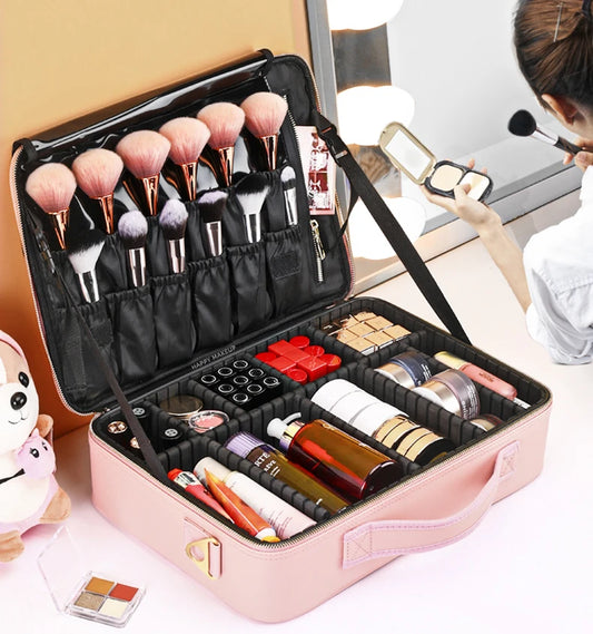 Waterproof PU Leather arge Capacity Storage Make up Cosmetic Bag