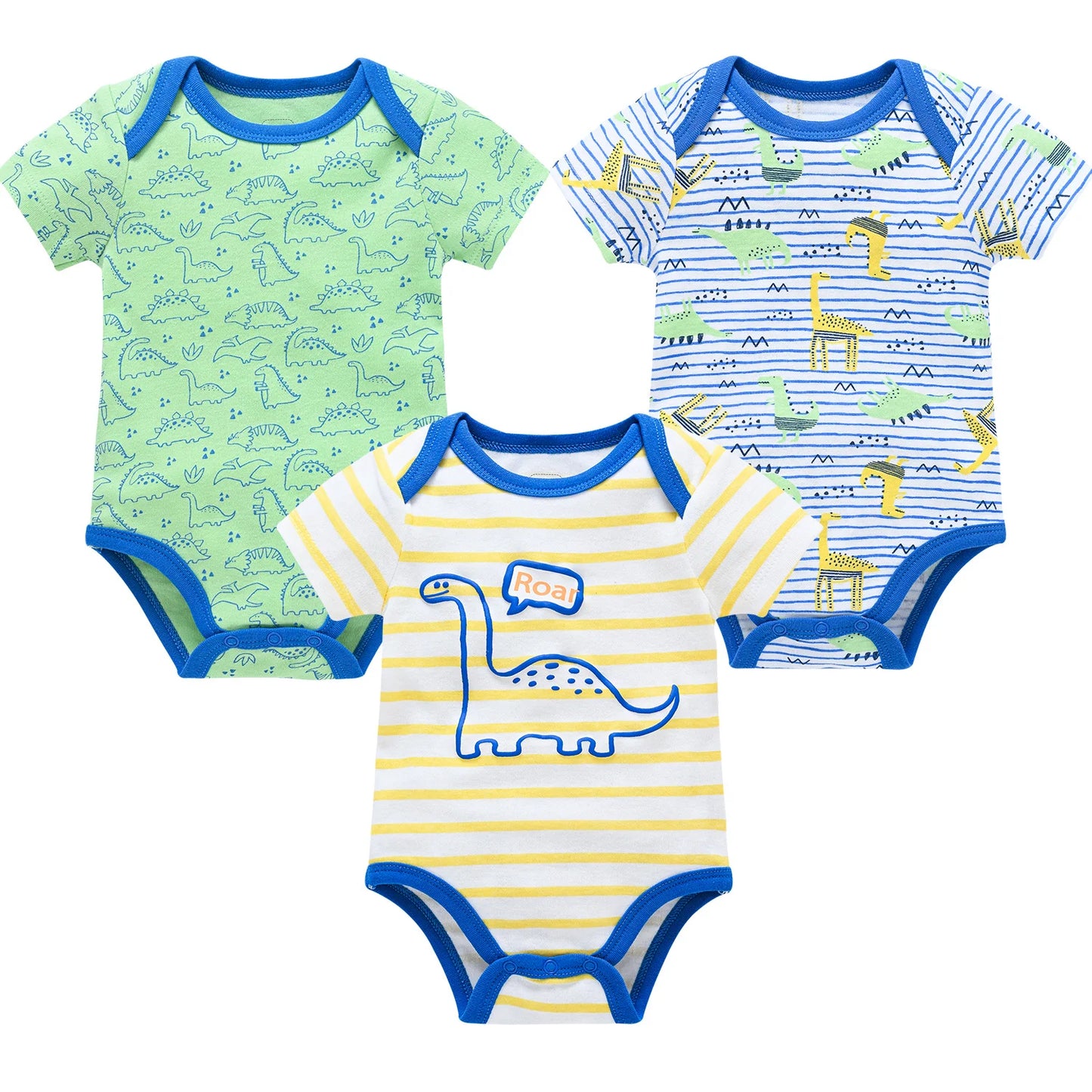 New Baby Boy Clothes Summer 100% Cotton Blue Grey Tie Print Three Piece Short Sleeve Bodysuit Pants vetements bebe For 0-12M