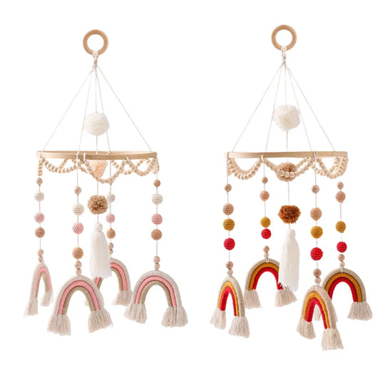 Baby Toys Wooden Rattles Nordic Style Rainbow Infant Crib Mobile Bed Bell Room Decor Kids Musical Hanging Toy Birthday Gifts
