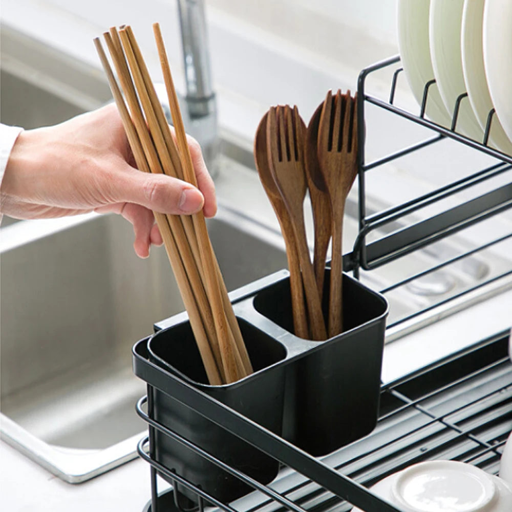 Livingandhome Black Multifunctional Kitchen Storage Dish Rack