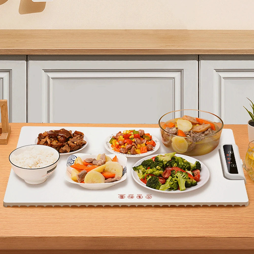 Food Electric Warming Tray Foldable Food Warmer Plate Fast Heating with Adjustable Temperature Control Keeps Food Warming
