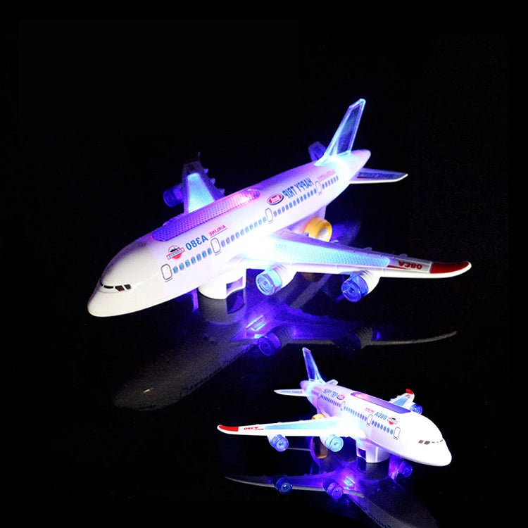 Electronic Airplane Toy with Music & Lights – Auto-Rotating Educational Aircraft Toy for Kids