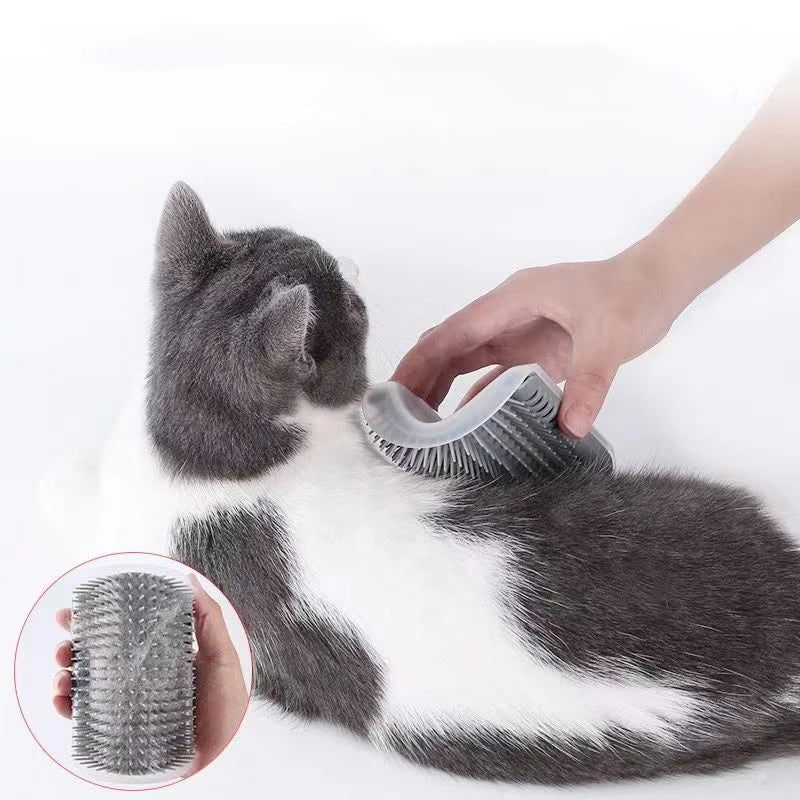 Cat Wall Brush & Self-Groomer – Corner Scratcher Comb with Catnip for Massage and Play