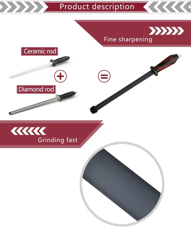V-SAN Professional Kitchen Knife Sharpener Rod With Comfortable Handle Ceramic high-performance sharpening tool -TV1703 musats