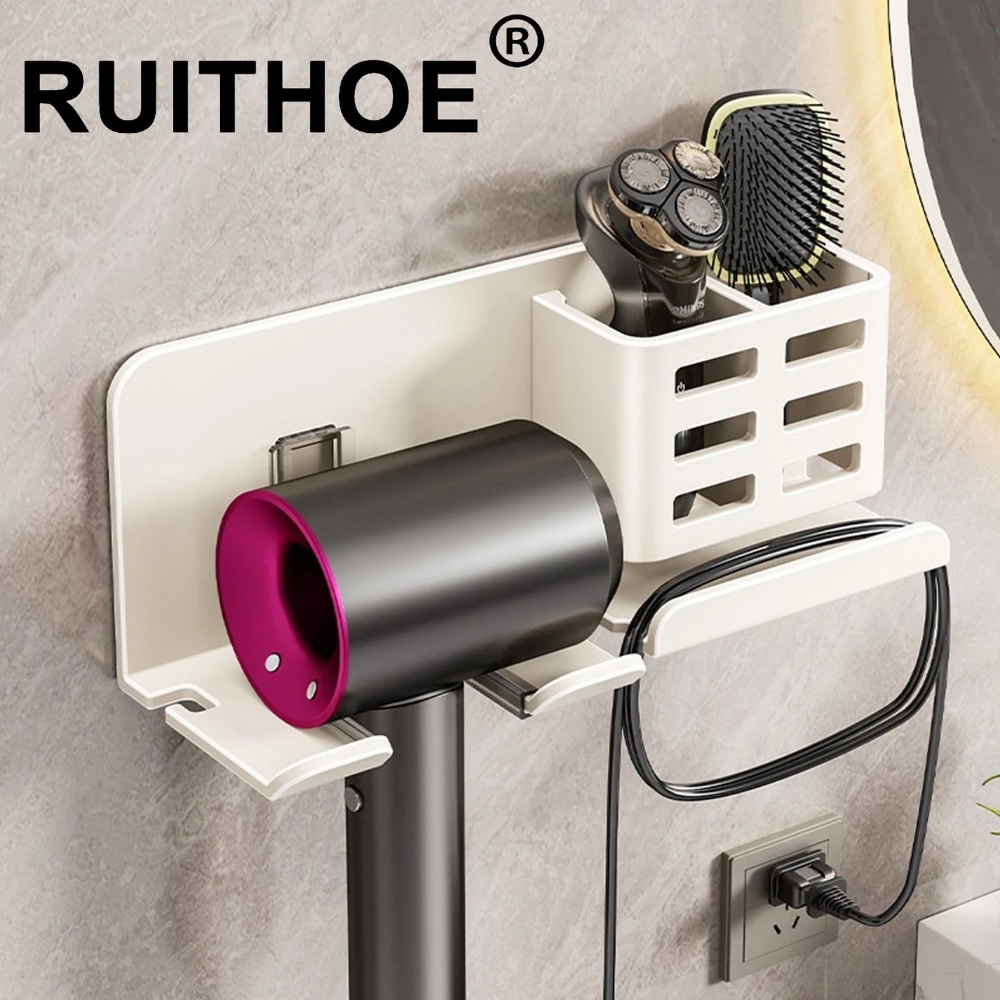 Hair Dryer Holder Wall Dryer Cradle Straightener Stand Hairdryer Organiser Box Toilet Blower Holder Shelf Bathroom Accessories