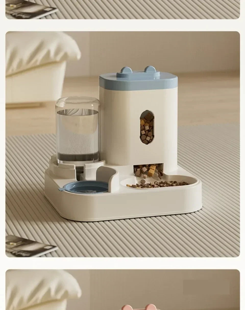 Automatic Pet Feeder and Water Dispenser 2in1 Raised Food Bowl with Water Fountain