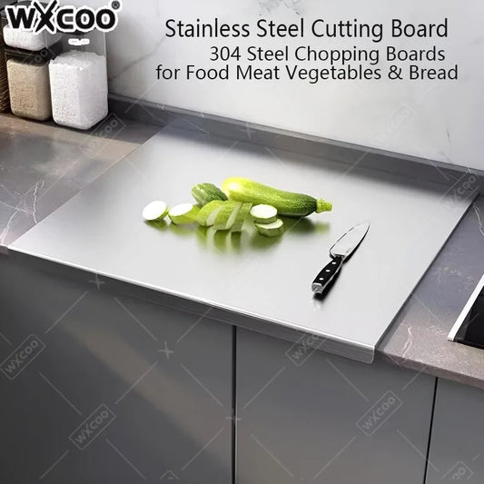 304 Stainless Steel Cutting Board Food Grade Chopping Boards Heavy Duty Kitchen Boards Anti-Slip Mat for Meat Vegetables Bread