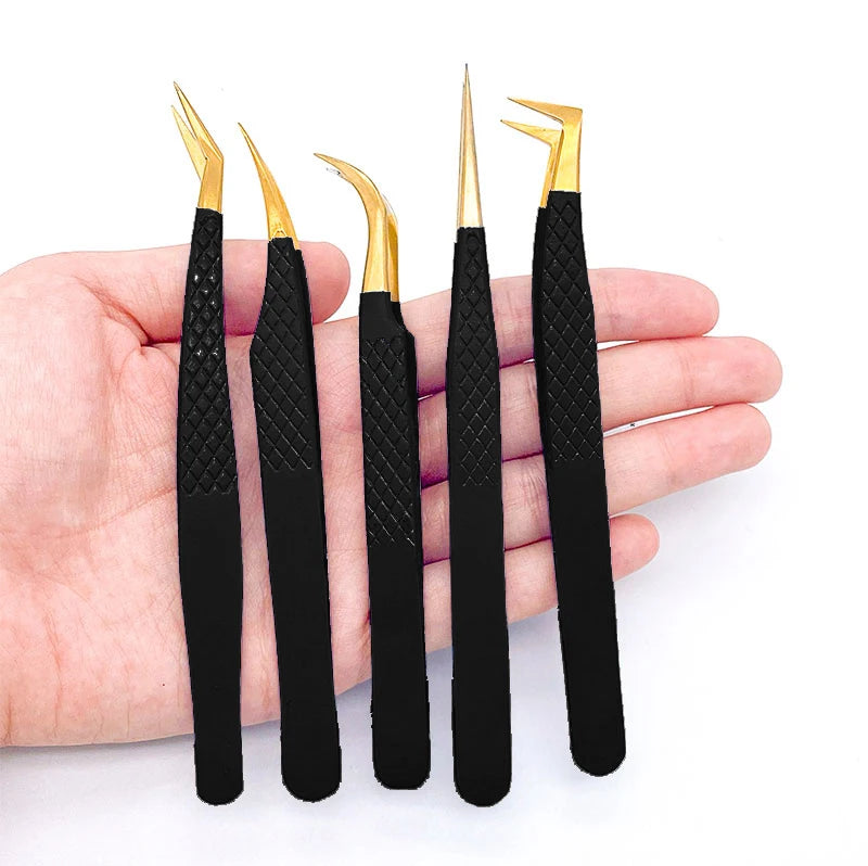 Black Stainless Steel Eyelash Tweezer
