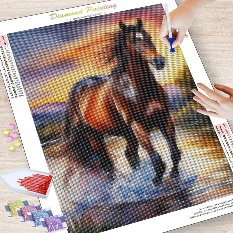 5D Diamond Painting Horse Animals Full Diamond Mosaic Embroidery Cross Stitch Kit Picture Of Rhinestone Home Art Decor Gift