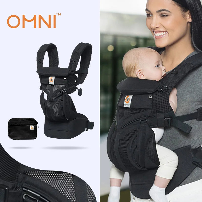 Ergobaby All Carry Positions Breathable mesh baby carrier, enhancing lumbar support and airflow (7-45 pounds)