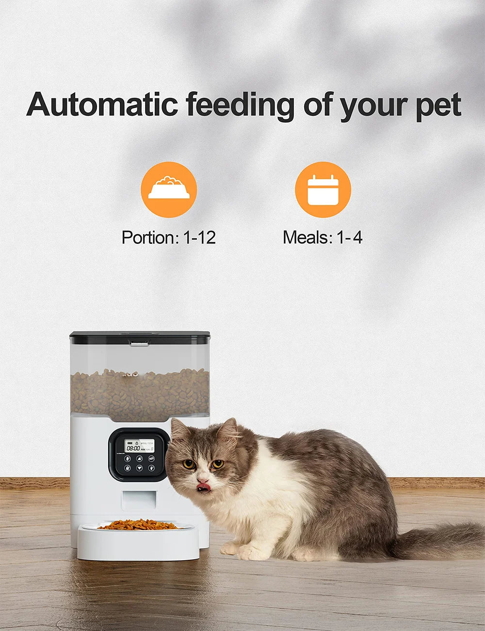 4L Automatic Pet Feeder APP Smart Cat Feeder Dog Slow Food Dispenser with Stainless Steel Bowl Voice Timer