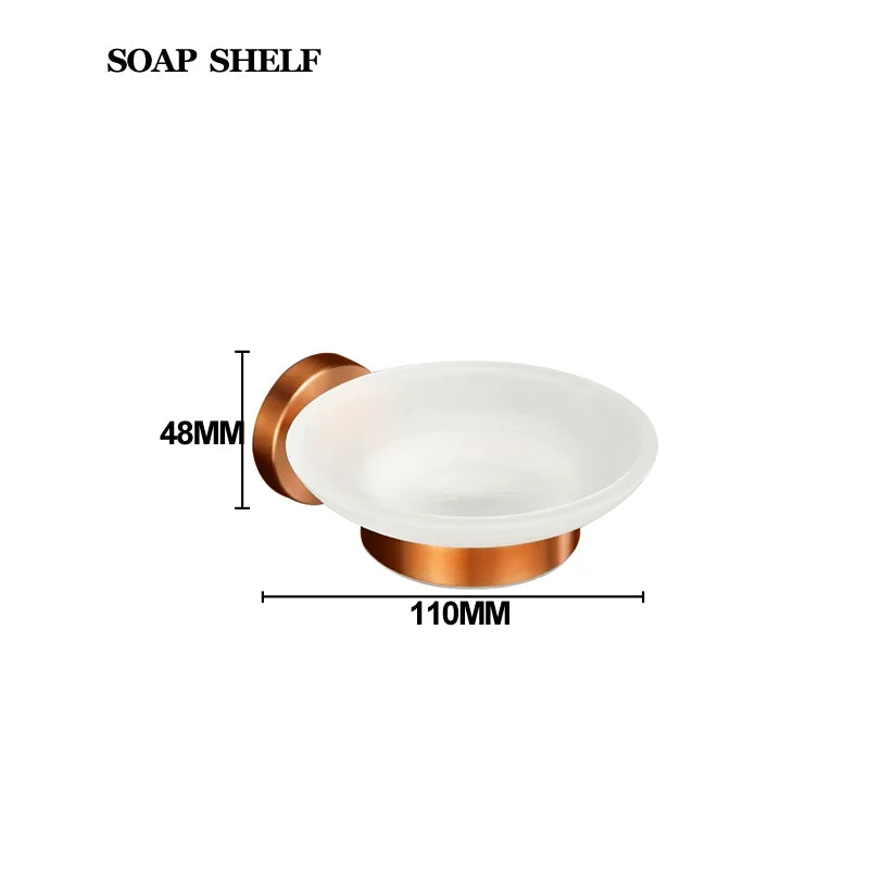 Brushed Rose Gold Towel Rack Single And Double Rod Ring Paper Holder Robe Hook Soap Dispenser Toilet Brush Bathroom Accessories