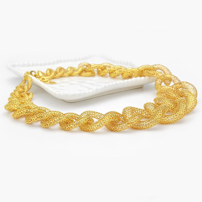 IVOG Multi ring Hollow Chain Design Necklace For Women Gold Color Necklaces Brass Collar Fashion Jewelry