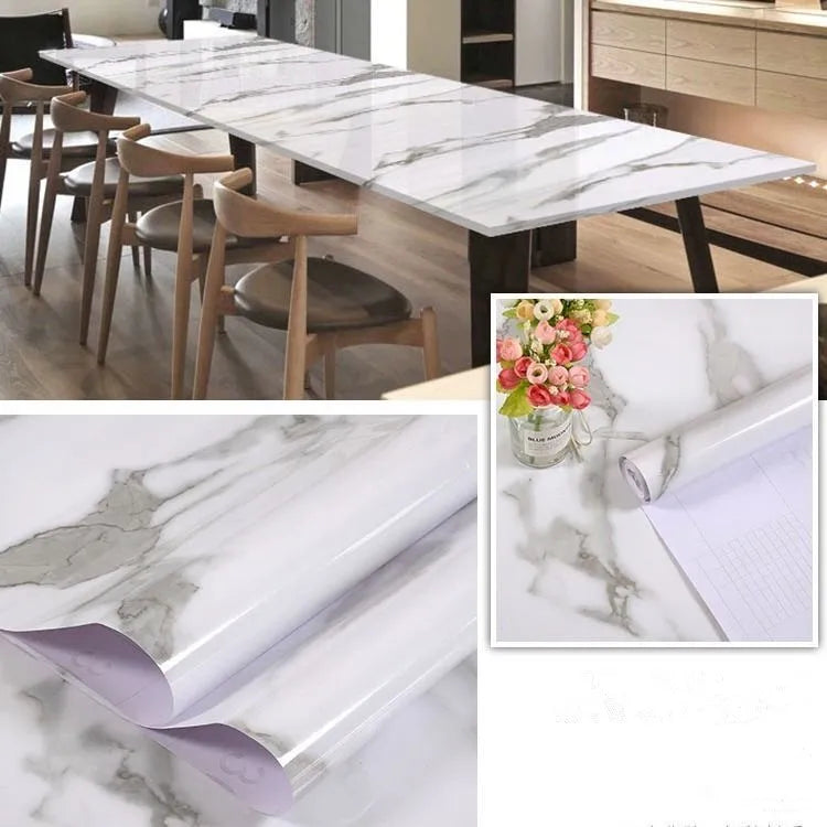 PVC Thickened Waterproof And Oil-proof Marble Wallpaper Self-adhesive Sticker Bathroom Cabinet Cooktop Desktop Decorative Film
