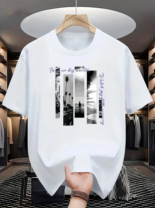 Men'S Cotton T-shirt, Casual All-Matching Base Clothes, Comfortable Sports Top