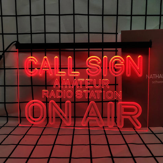 Custom Call Sign Amateur Radio Station ON AIR Retro LED Neon Sign