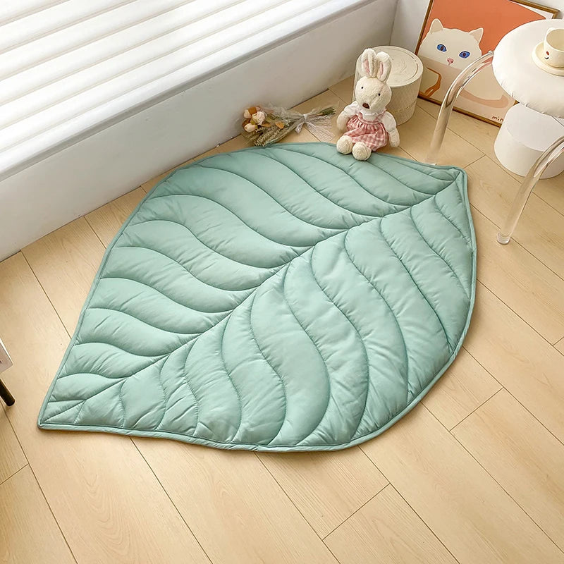 Creative Play Mat Kid Room Baby Climbing Pad Green Carpet Leaf Shaped 143*107cm Nordic Tapetes Home Tapis Dual-use Soft Quilt