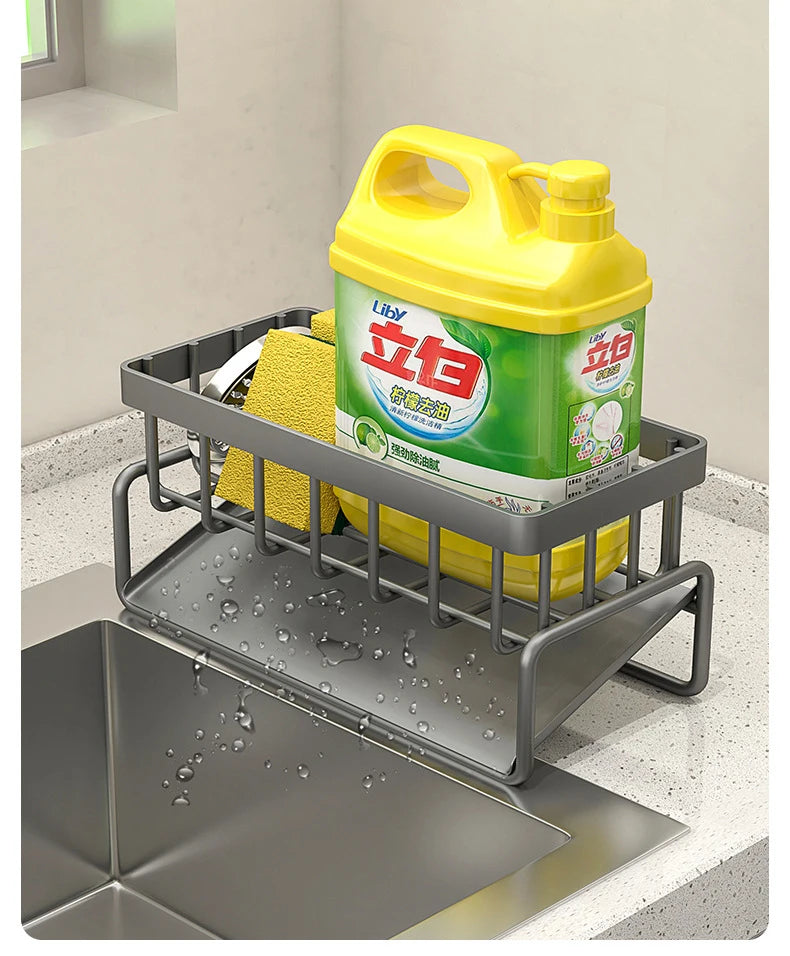Sink Cleaning Tools Storage Rack Kitchen Multifunctional Stainless Steel Drain Rack for Sponge Cleanser Organiser Rag Hanger