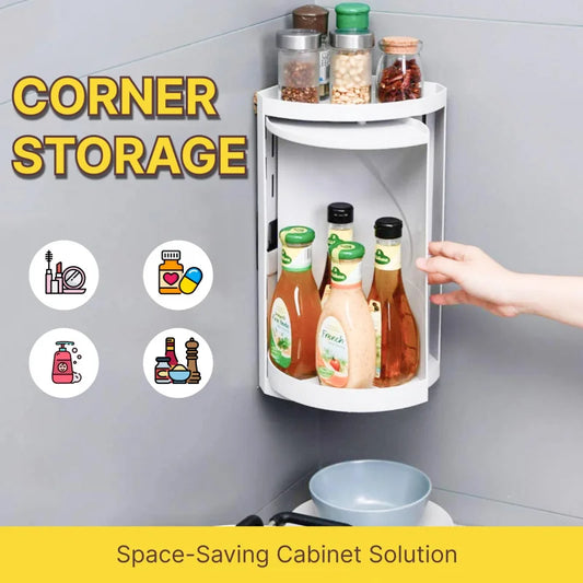 Kitchen triangular rotating shelf wall-mounted storage rack 360° Rotating spice rack, corner storage rack, bottle and jar organiser