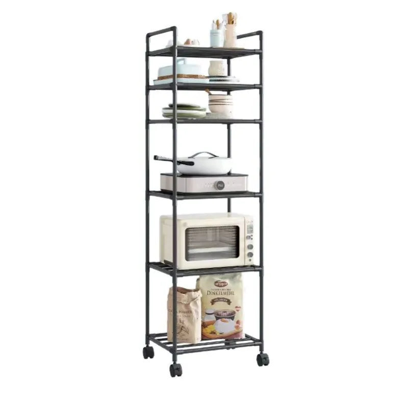 Kitchen Storage Rack Multilayer No Drill Rolling Shelf for Pots Microwave Oven Vegetables Organiser