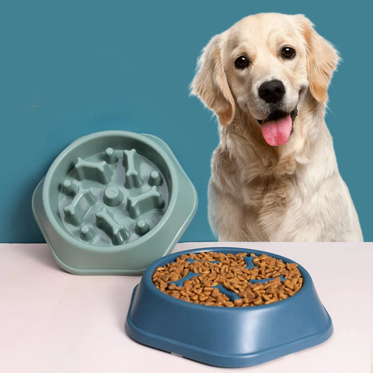 Pet Slow Feeder Bowl – Anti-Choking, Anti-Gulping PP Plastic Dish for Dogs