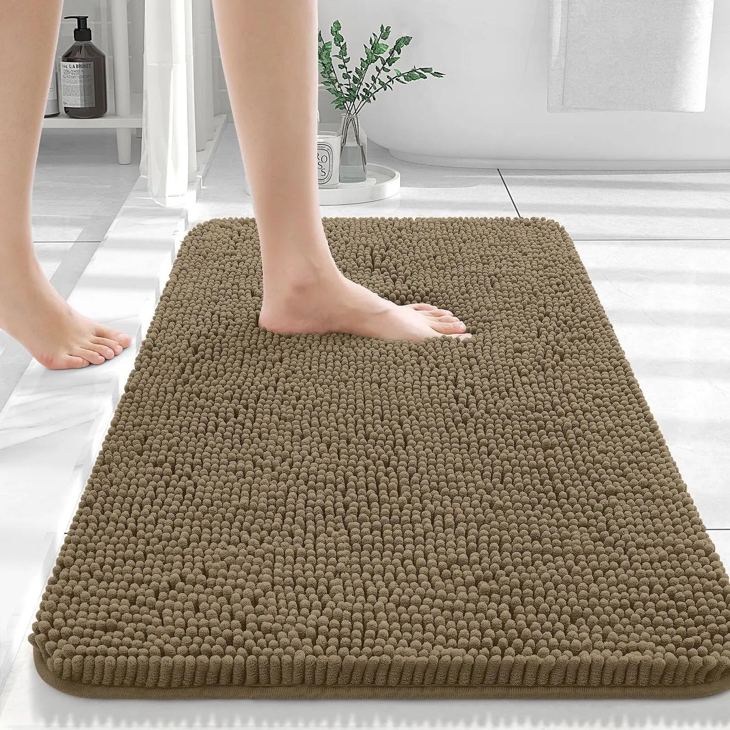Homaxy Chenille Plain Hairy TPR Material Door Mat Indoor Non Slip Door Mat Dirt Trap Absorbent Mat Absorbs Water Bathroom Mat