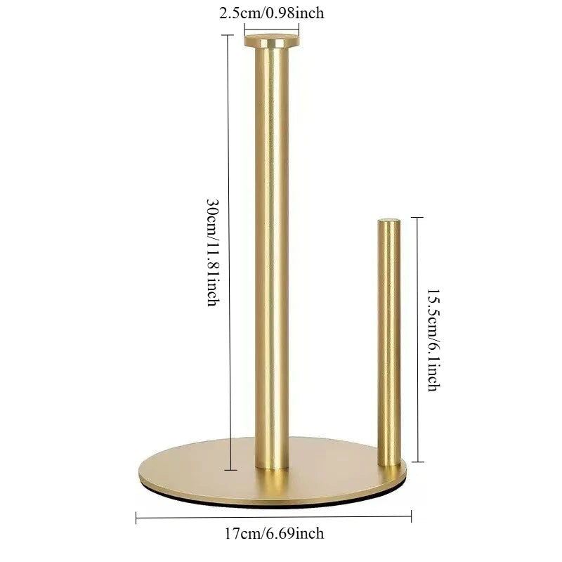 Paper Towel Holder Black, Premium Stainless Steel Kitchen Roll Dispenser, Countertop Roll Organizer with Weighted Base