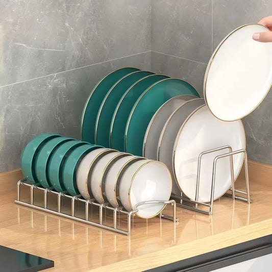 Stainless Steel Dish Storage Rack Desktop Drain Rack Household Bowl Rack Plate Rack Save Space Kitchen Dish Organiser