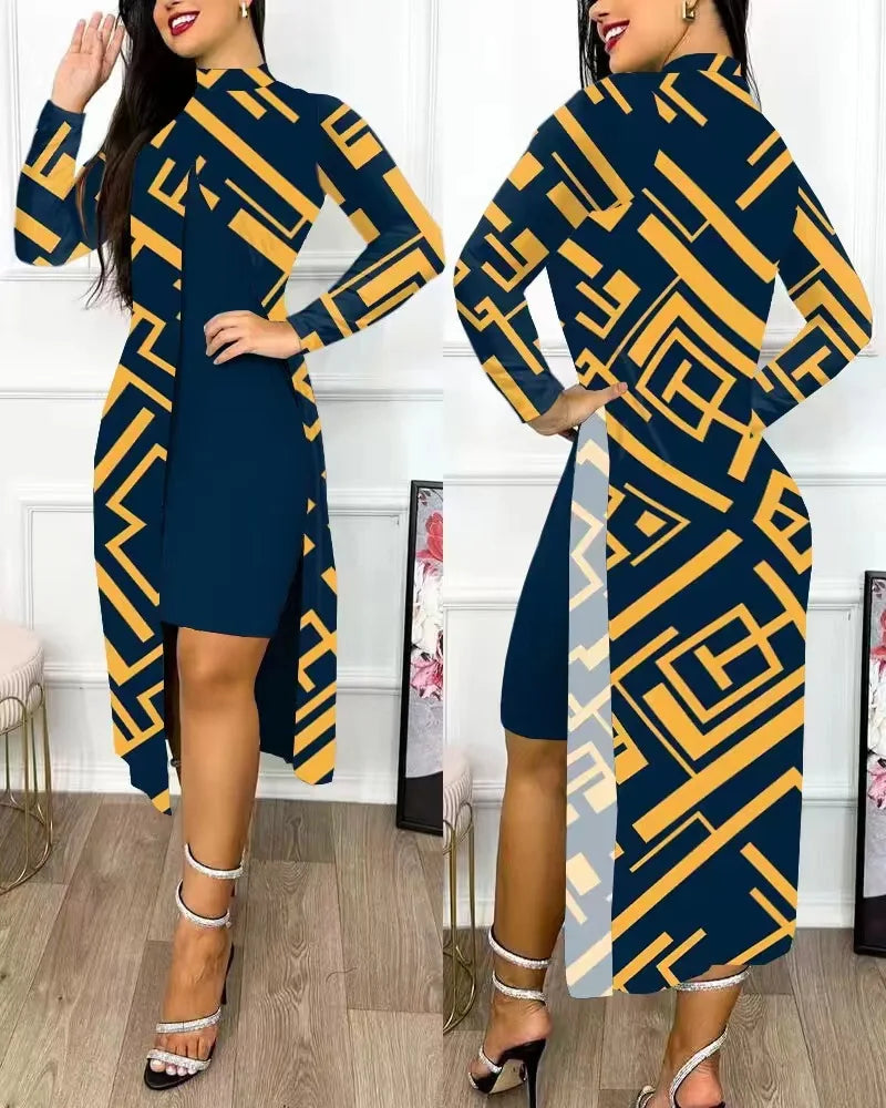 Two Piece Split Cardigan Dress