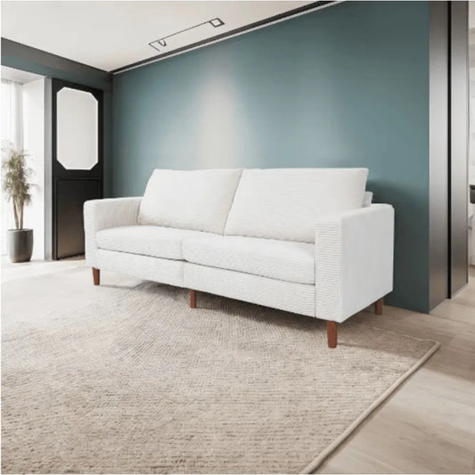 Retro 74 in. Comfy Corduroy Rectangle 2-Seater Loveseat with Solid Wood Legs