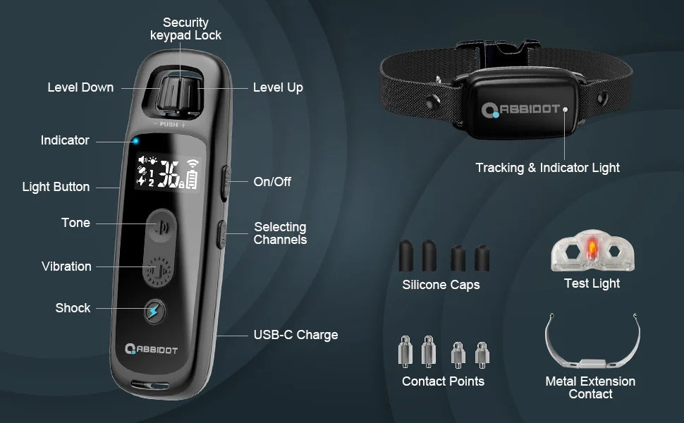 ABBIDOT T30 Dog Training Collar – 3300ft Remote Electric Training Strap for Large Dogs