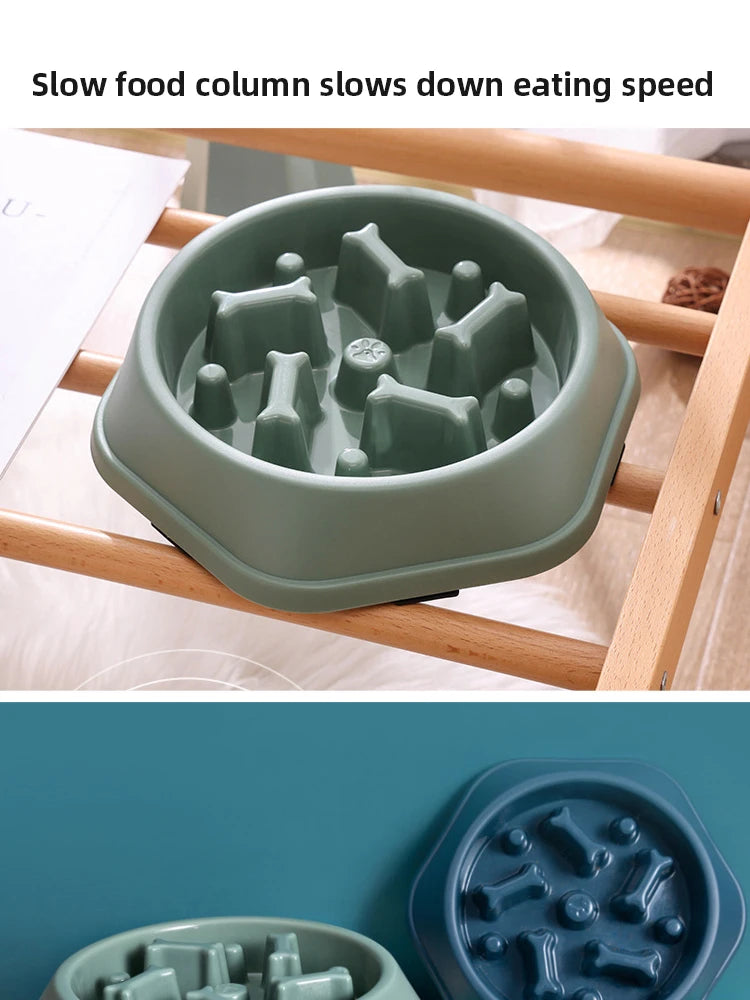 Pet Slow Feeder Bowl – Anti-Choking, Anti-Gulping PP Plastic Dish for Dogs