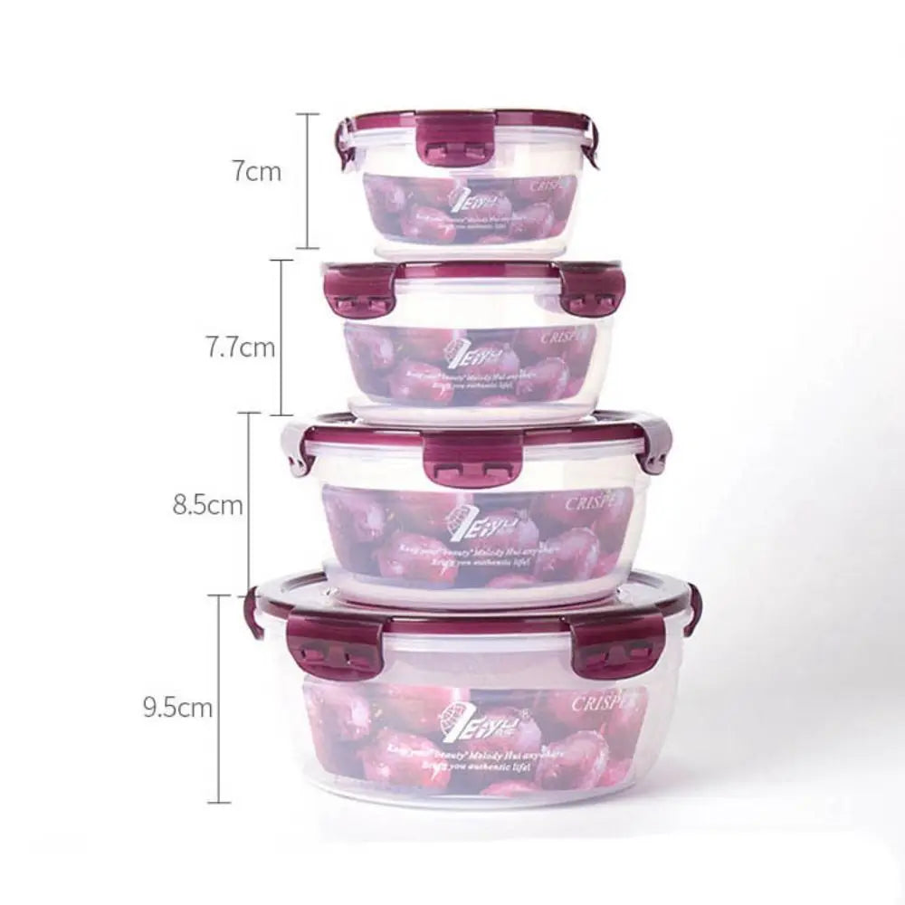 1/4Pcs Plastic Round Storage Box Safe Stackable Sealed Rectangular Food Containers with Lid Fresh-Keeping Box