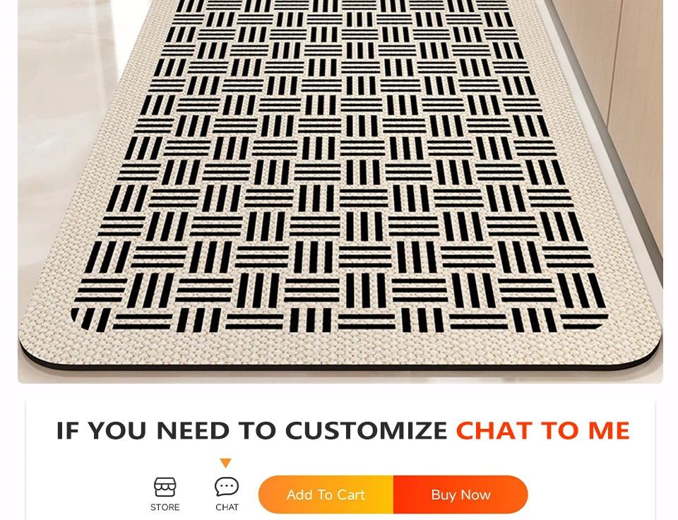 Kitchen Carpet Non-slip Waterproof Oil-proof PVC Leather Floor Mat Minimalist Gray White Letter Long Size Home Decoration Rugs