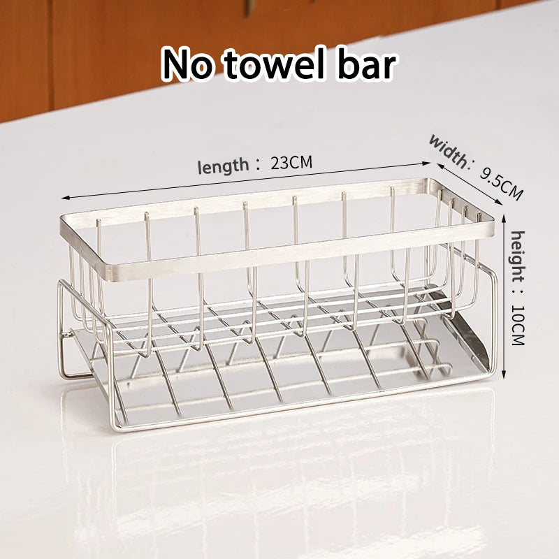 Sink Cleaning Tools Storage Rack Kitchen Multifunctional Stainless Steel Drain Rack for Sponge Cleanser Organiser Rag Hanger