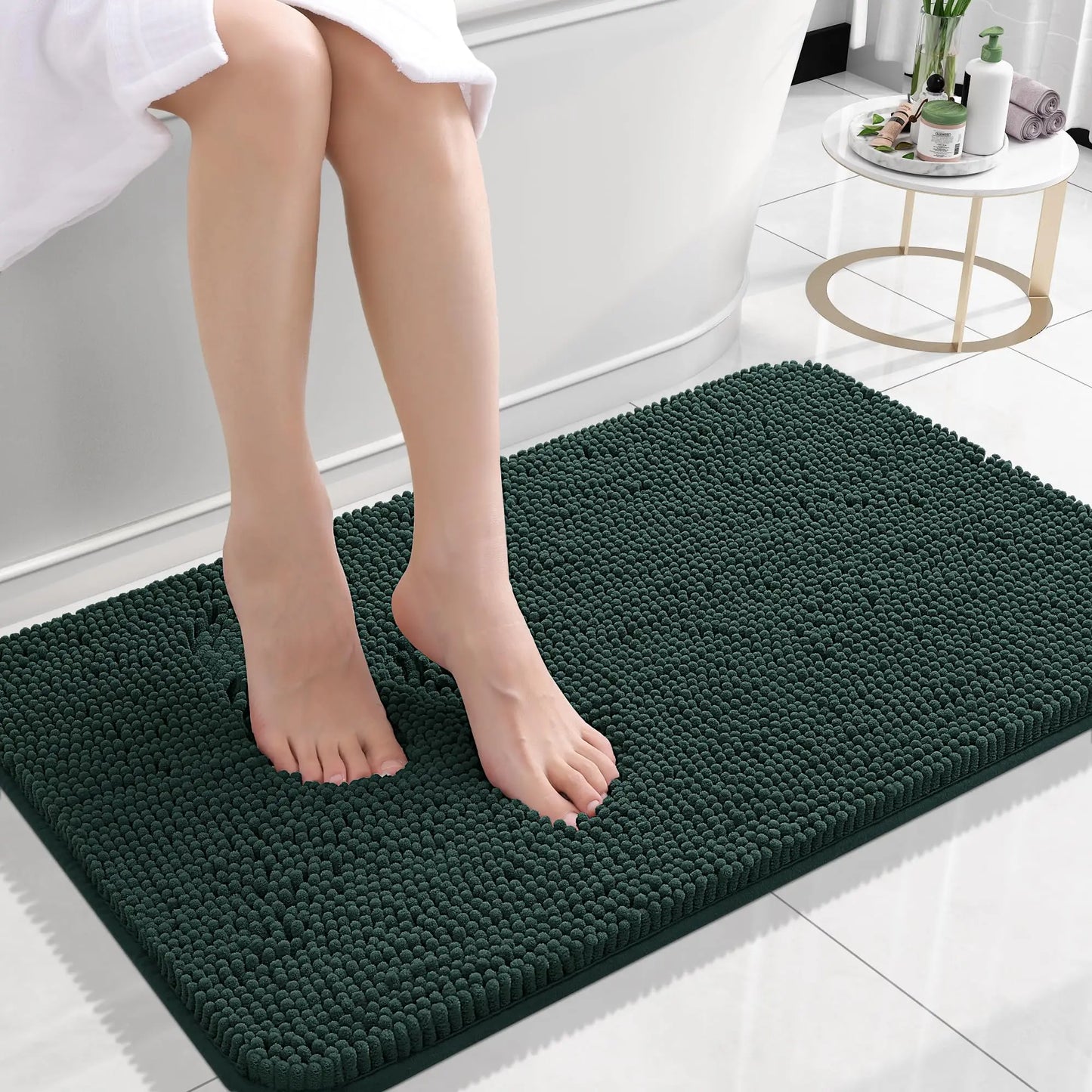 Homaxy Chenille Plain Hairy TPR Material Door Mat Indoor Non Slip Door Mat Dirt Trap Absorbent Mat Absorbs Water Bathroom Mat