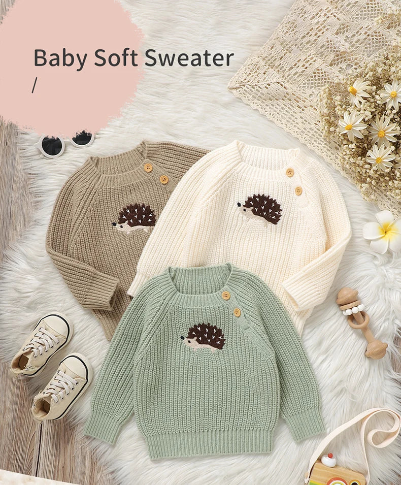 Baby Sweaters Knitted Newborn Girl Boy Pullover Long Sleeve Autumn Infant Children Clothing Cute Cartoon Hedgehog Tops Outerwear