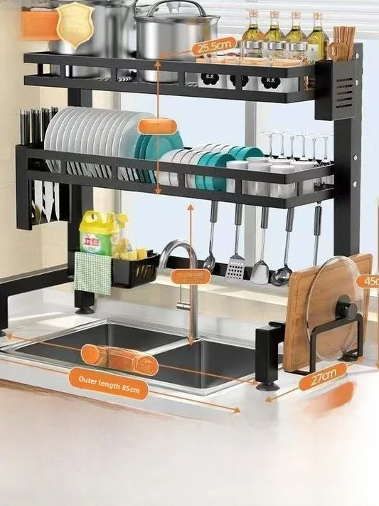 Kitchen Sink Multi-Function Rack Dish Drainer Plate Bowl Storage Shelf Countertop Home Use Organiser Utility Rack Shelf