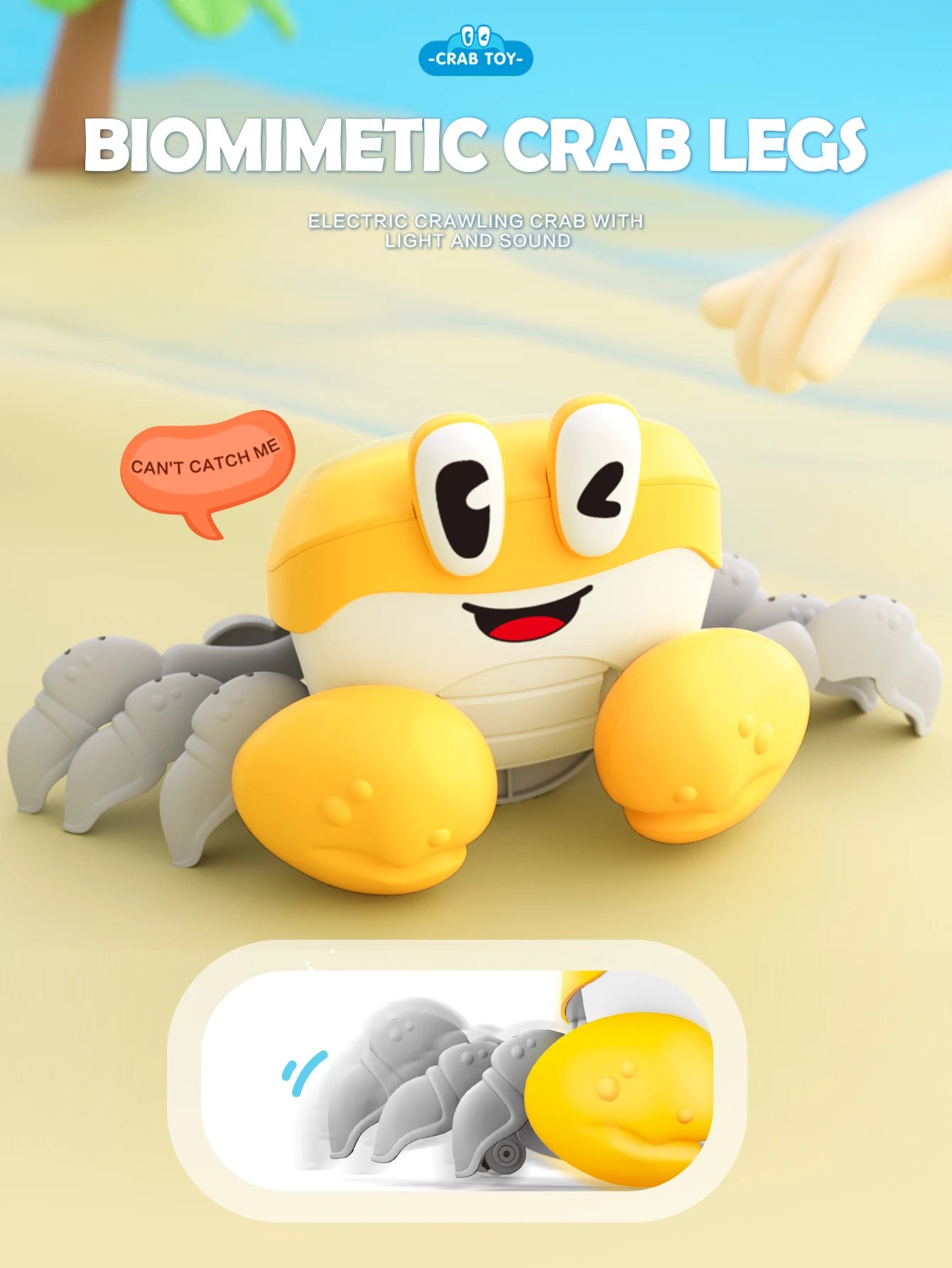 Crawling Crab Baby Toy, Learning Crawl Toys Crab with Music Dancing Walking Moving Induction Gifts for 3+ Boys and Girls