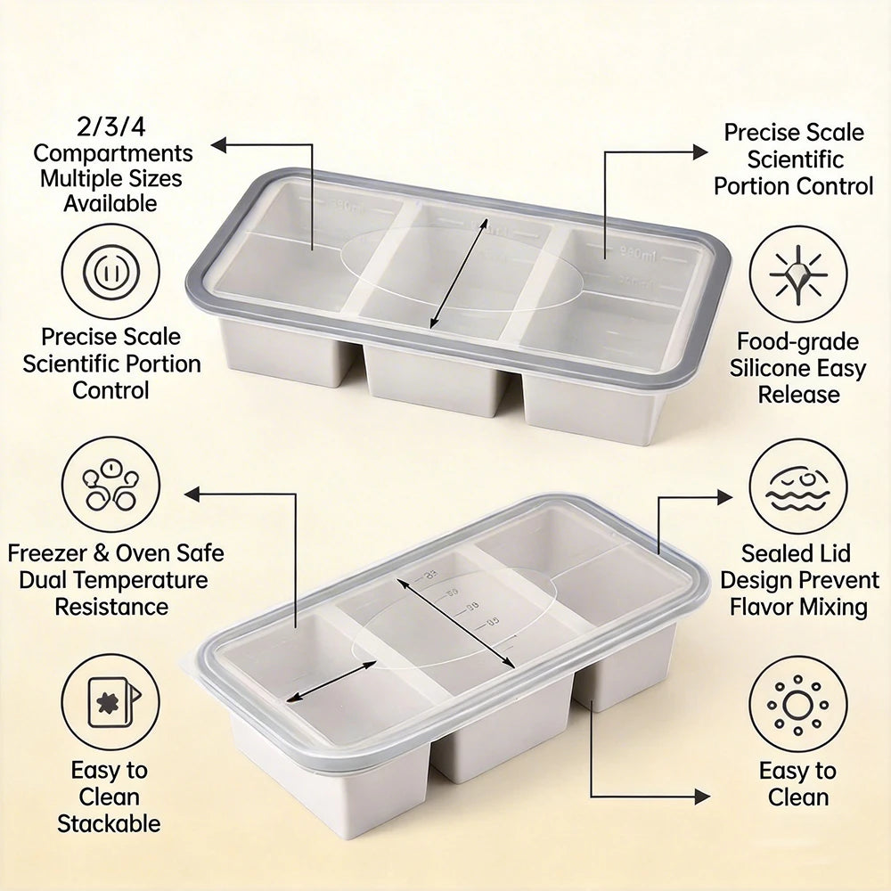 2/3/4 Cavity Silicone Ice Cream Mold with Lid Giant Large Freezer Tray BPA Free Food Storage Container Popsicle Maker Tool DIY