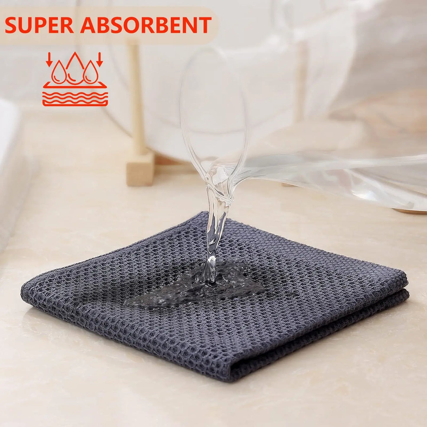 Olanly Kitchen Towel 100% Cotton Dishcloth Waffle Weave Kitchen Cloth Super Absorbent Quick Drying Wash Cloth Home Cleaing Towel
