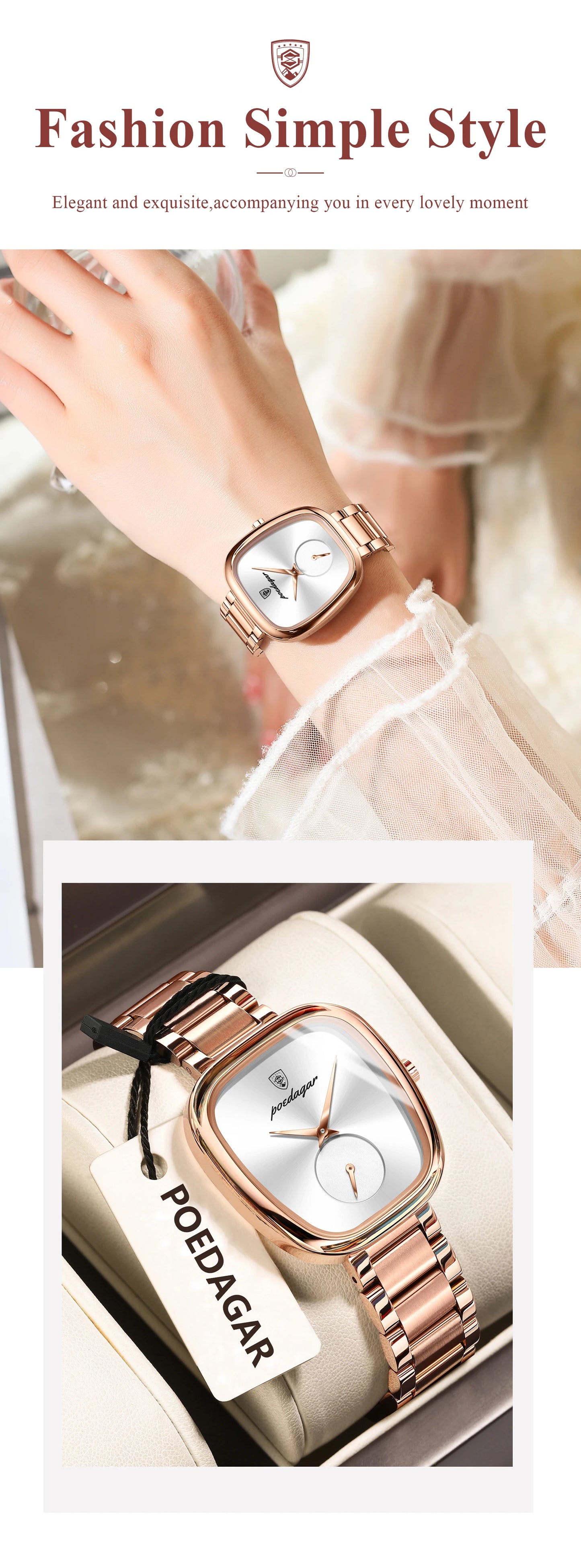 POEDAGAR Original Exquisite Ladies Wristwatch Stainless Steel Waterproof Quartz Watch For Woman Fashion Elegant Women's Watches